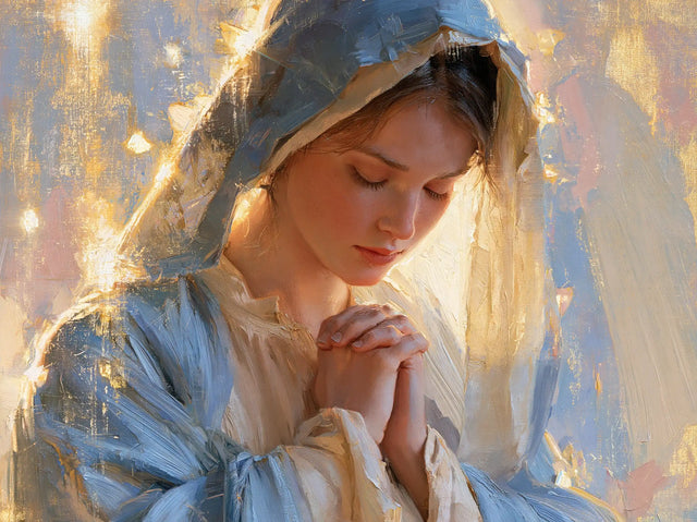 Virgin Mary in Prayer — Tenderness in the Radiant Veil