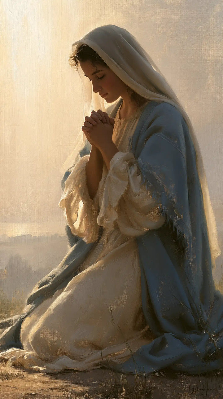 Virgin Mary in Prayer — Prayer before the Pale Hills