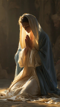 Virgin Mary in Prayer — The Veil with the Gentle Flame