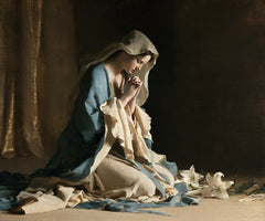 Virgin Mary in Prayer — A Confidence beside the Resting Lilies