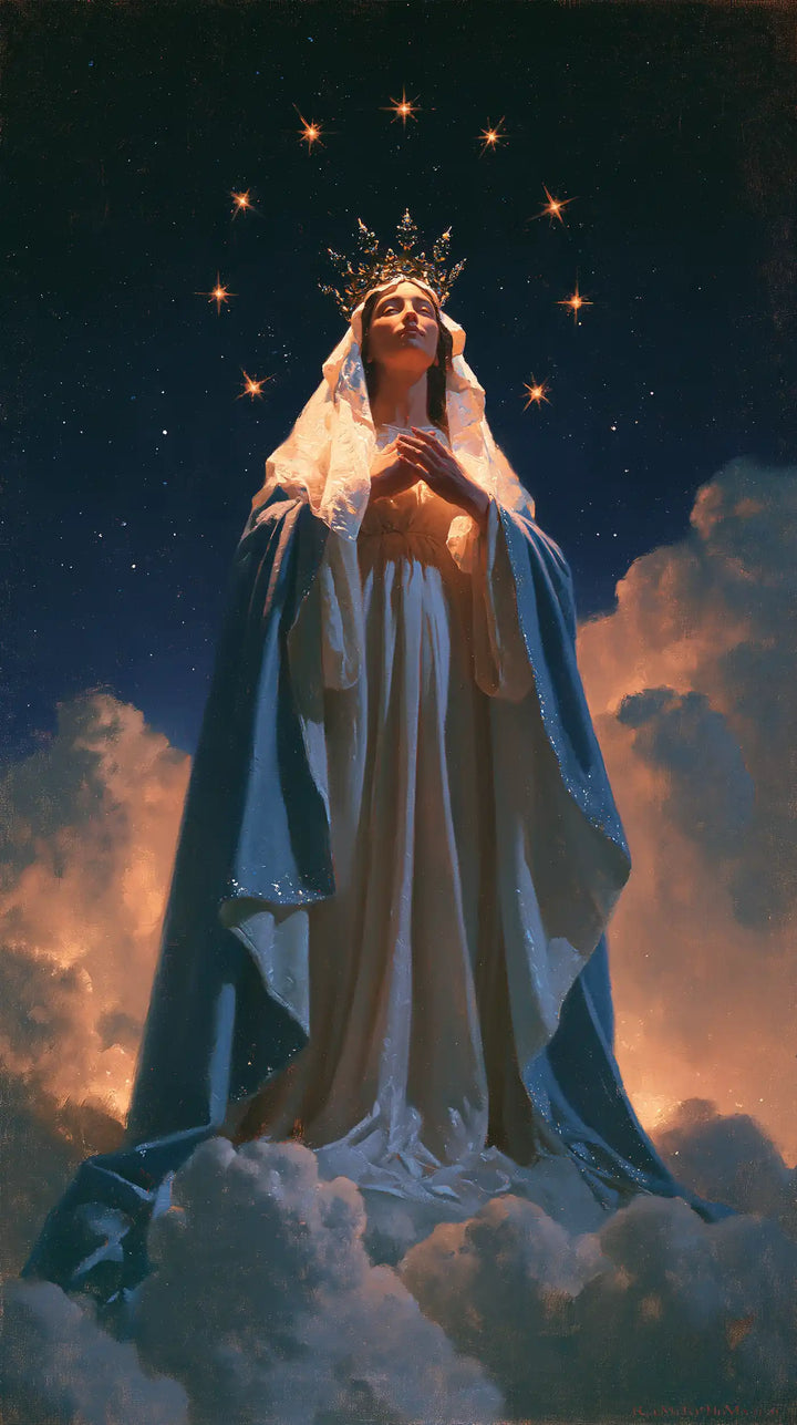 Mary, Queen of Heaven — Prayer in the Rose-Tinted Veil