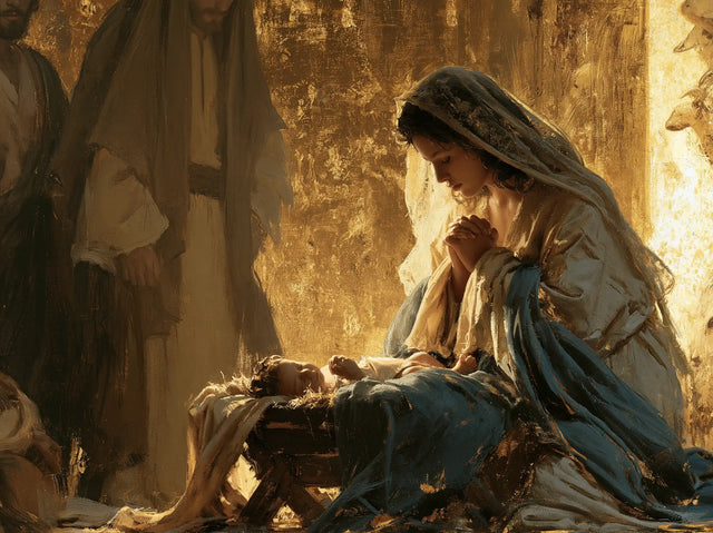 The Nativity — The Cradle Beneath Bronze Drapery