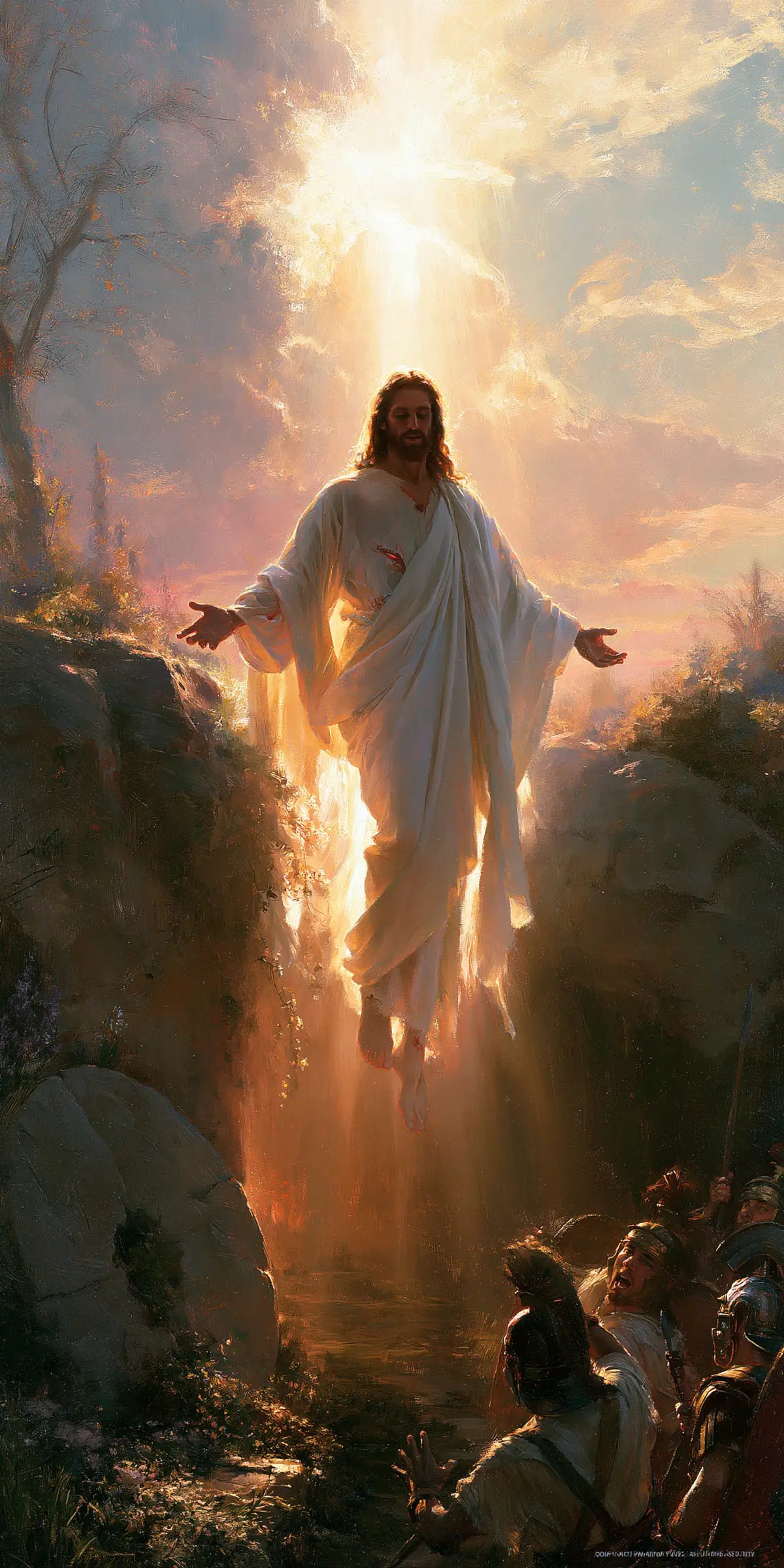 Resurrection of Jesus Christ in Divine Light style, portrait Christian artwork no. 1
