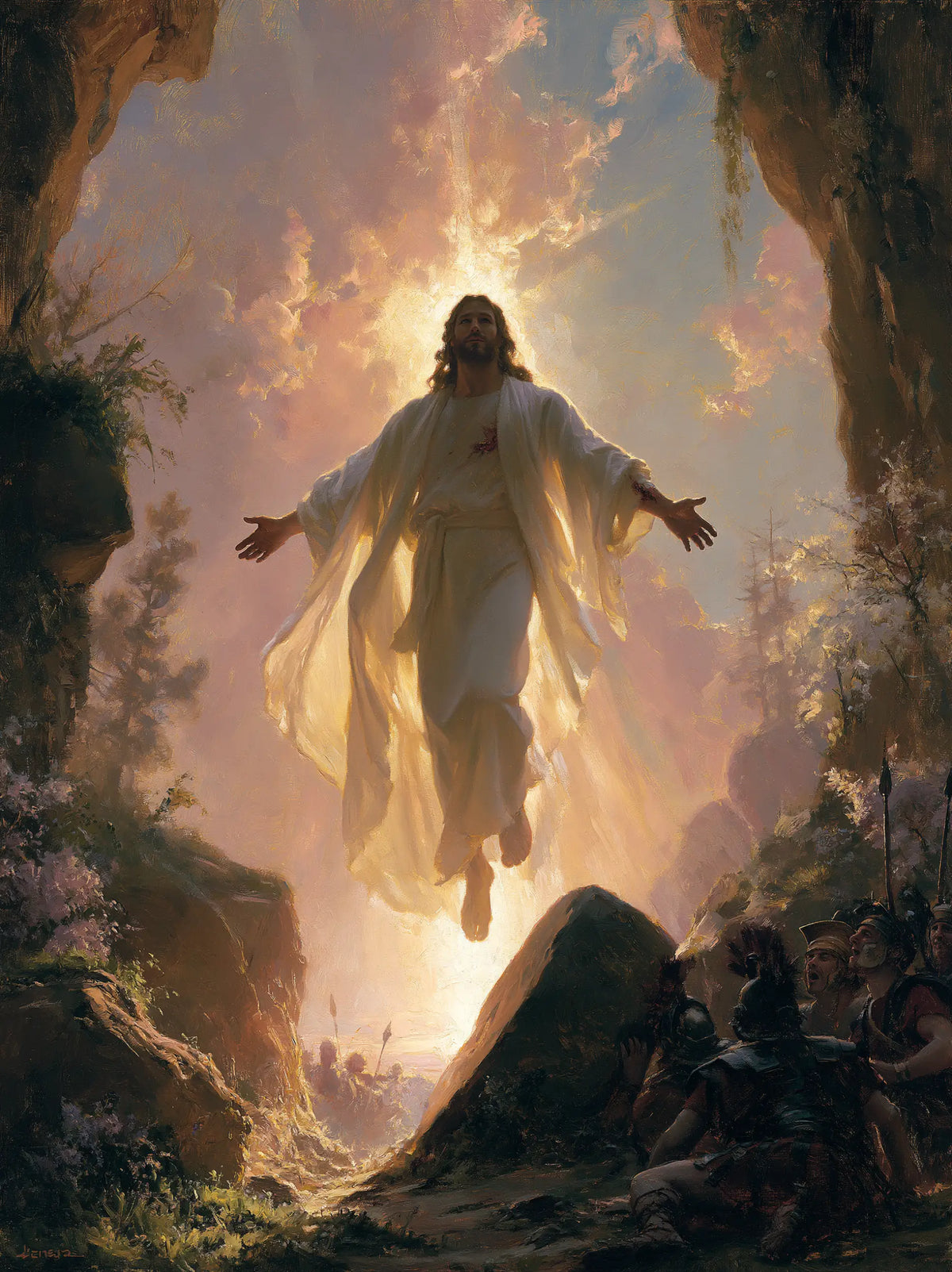 The Resurrection of Jesus Christ — Daylight Framed by Stone and Leaves