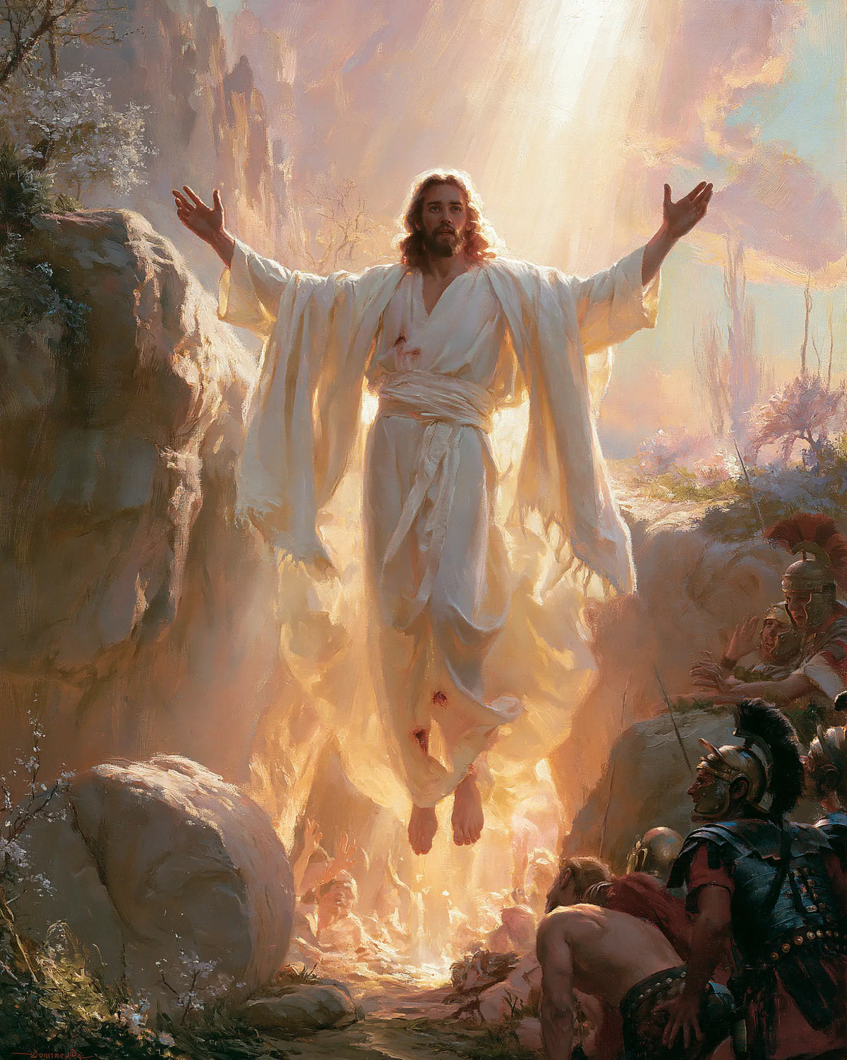 The Resurrection of Jesus Christ — Open Arms beneath the Descending Ray