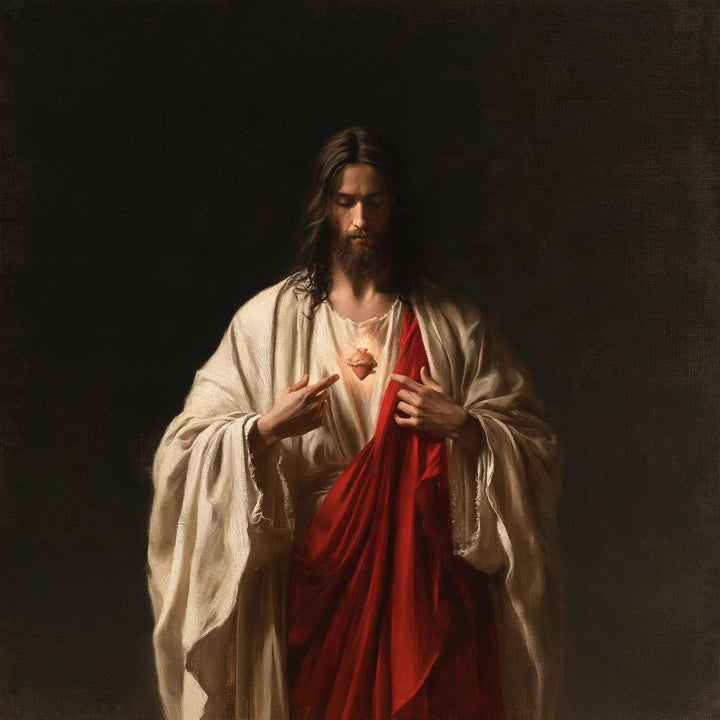 The Sacred Heart of Jesus — Silence Between Two Cream Panels