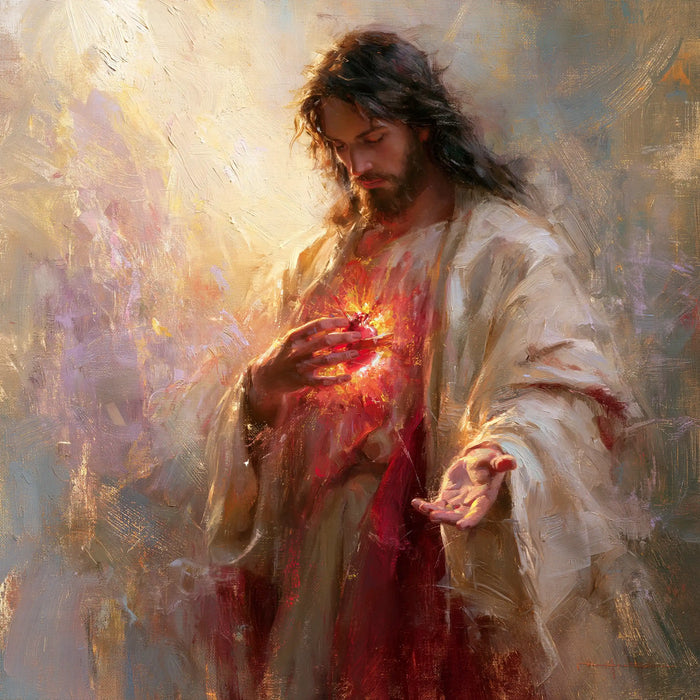 The Sacred Heart of Jesus — The Gesture in Powdered Light
