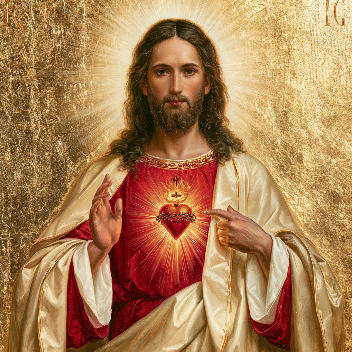 The Sacred Heart of Jesus — The Cross upon Velvet Fire