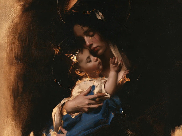 Virgin Mary and Child Jesus - Black and Gold · Landscape n° 1