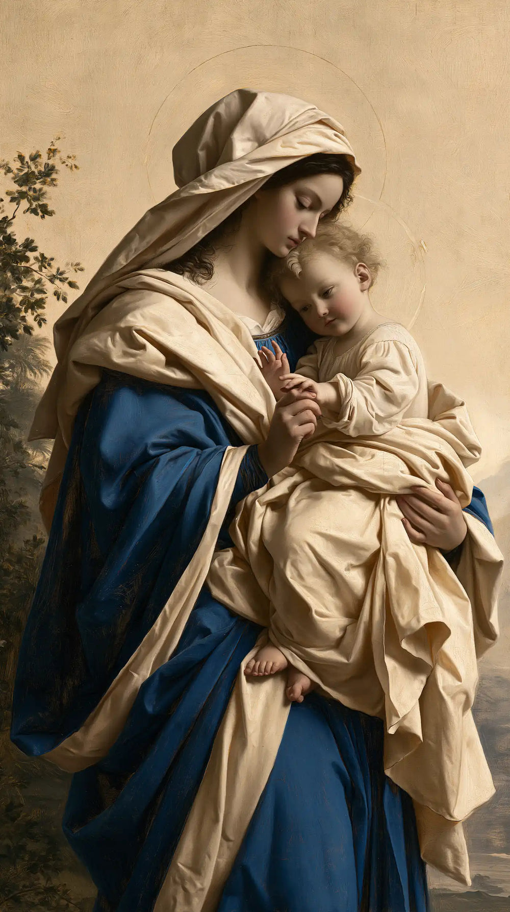the Virgin Mary with the Child Jesus in Florentine Renaissance style, portrait Christian artwork no. 29