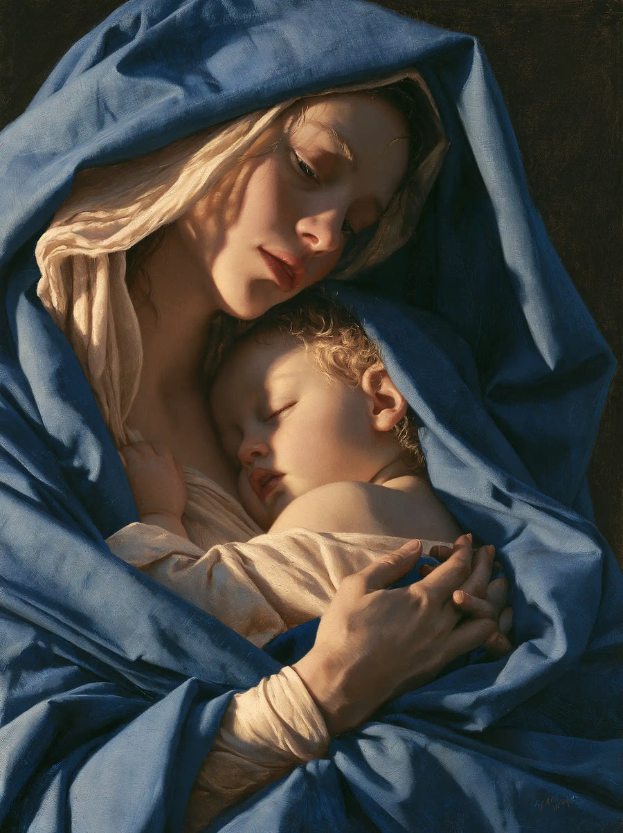 Virgin Mary and Child Jesus - Mary Protecting Jesus Beneath Her Mantle · Portrait n° 18