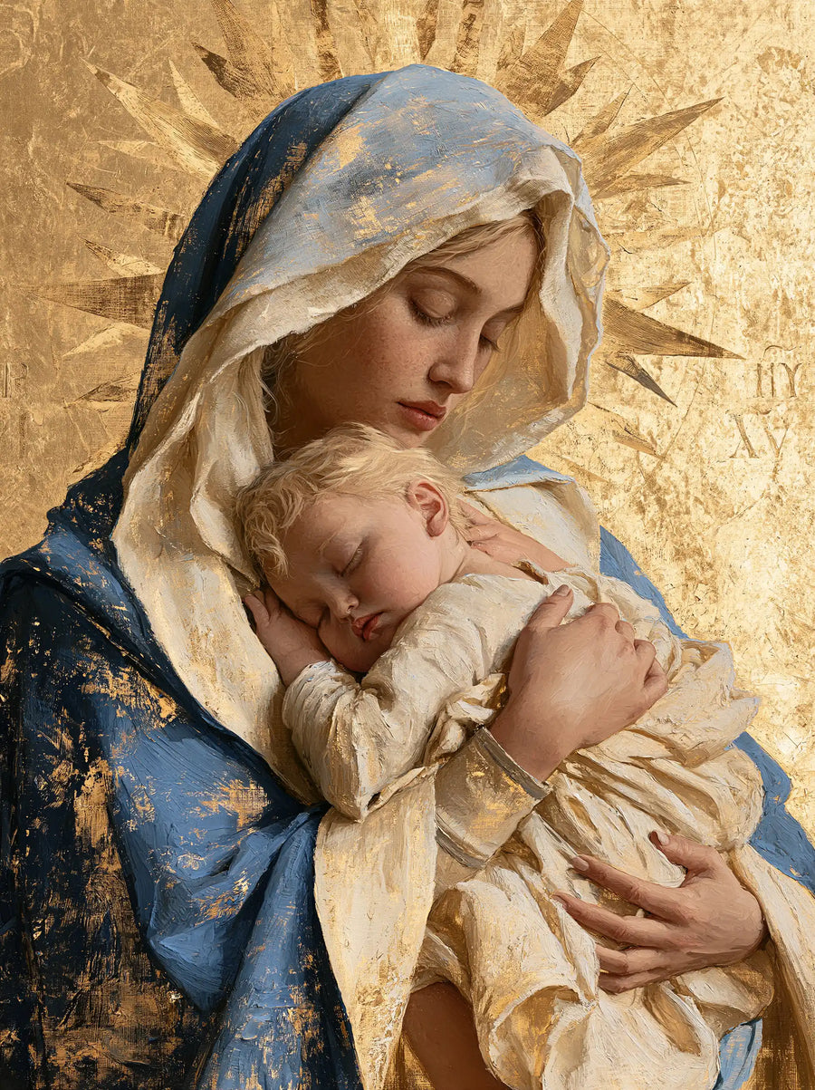 Virgin Mary and Child Jesus - Sacred Gold · Portrait n° 17