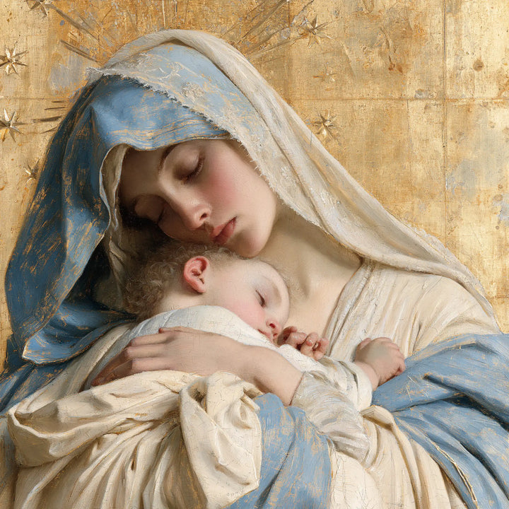 The Virgin and Child — Rest Within the Curve of Pale Sleeves