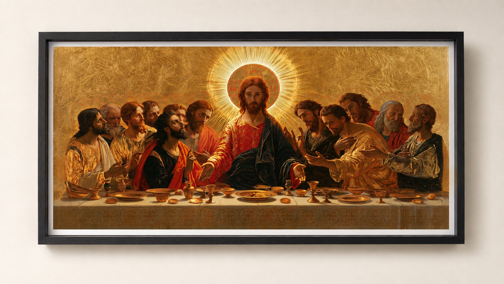 Dezelfde Last Supper Fine Art print in een diepzwart Box frame