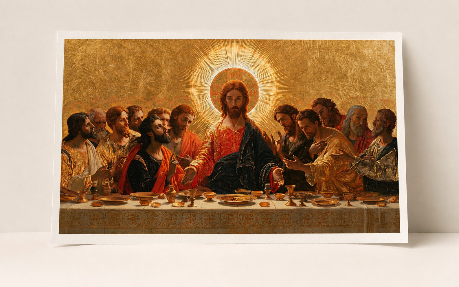 Hetzelfde Laatste Avondmaal kunstwerk gepresenteerd als een niet-ingelijste Fine Art papieren print