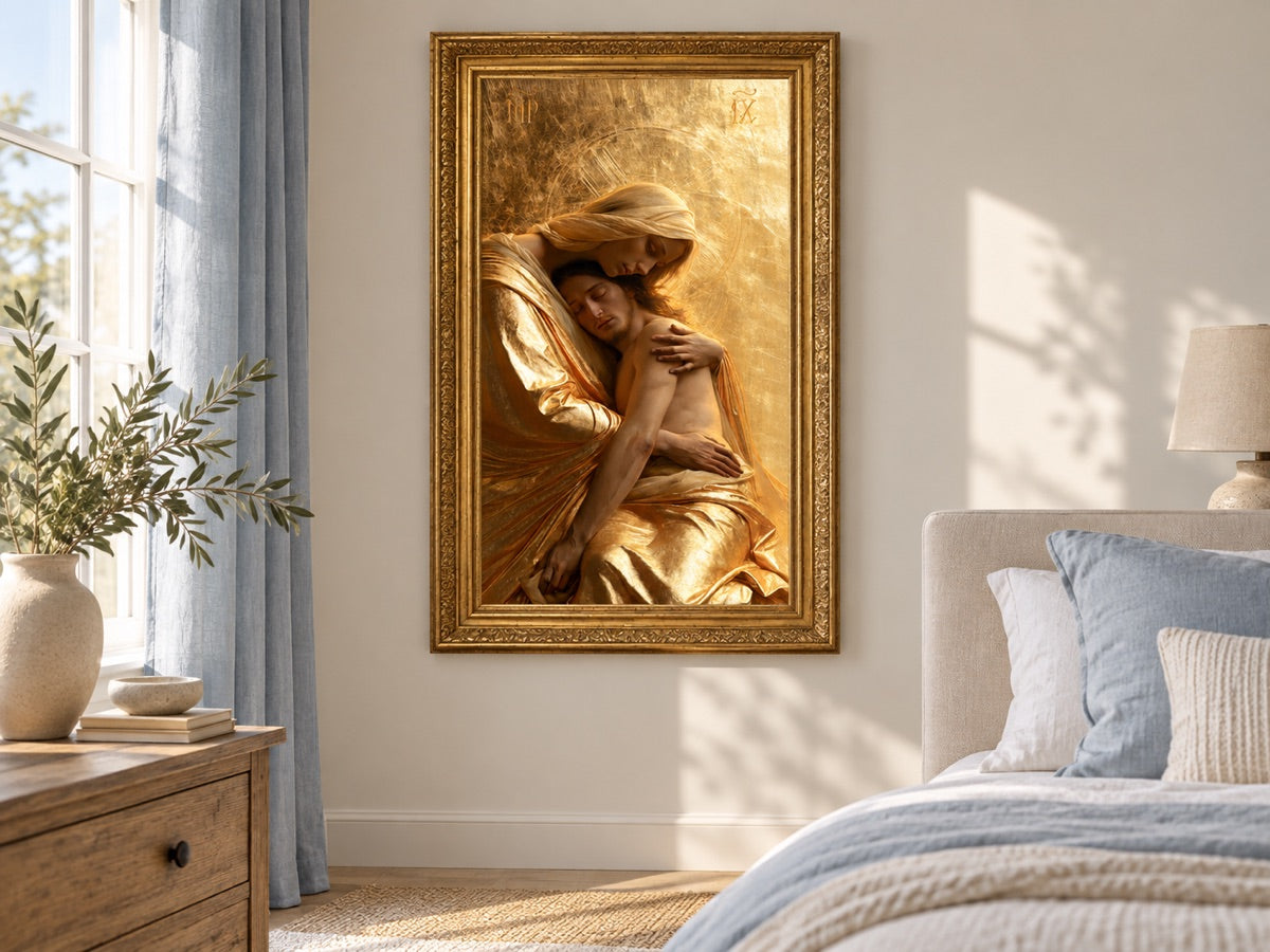 De Pietà — gold framed interior mockup